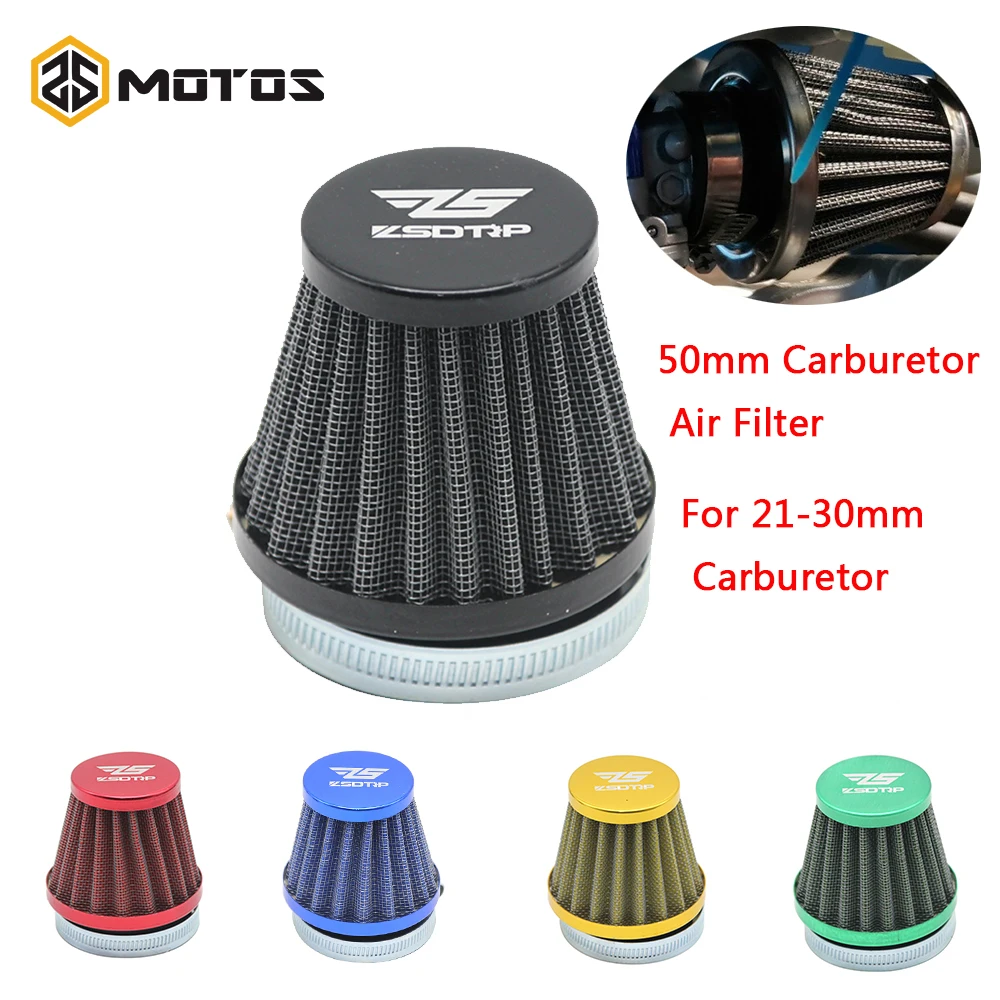 

ZS MOTOS 50mm Universal Motorcycle Carburetor Air Filter For 2T/4T 21-30mm PWK KEIHIN KOSO OKO MIKUNI Carburetor ATV Quad