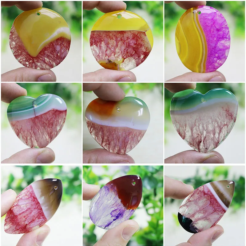 

1Pcs Charms Natural Beautiful Druzy Geode Crystal Agates Multiple size&shape Pendant Stone Bead for Jewelry Making Friend Gift