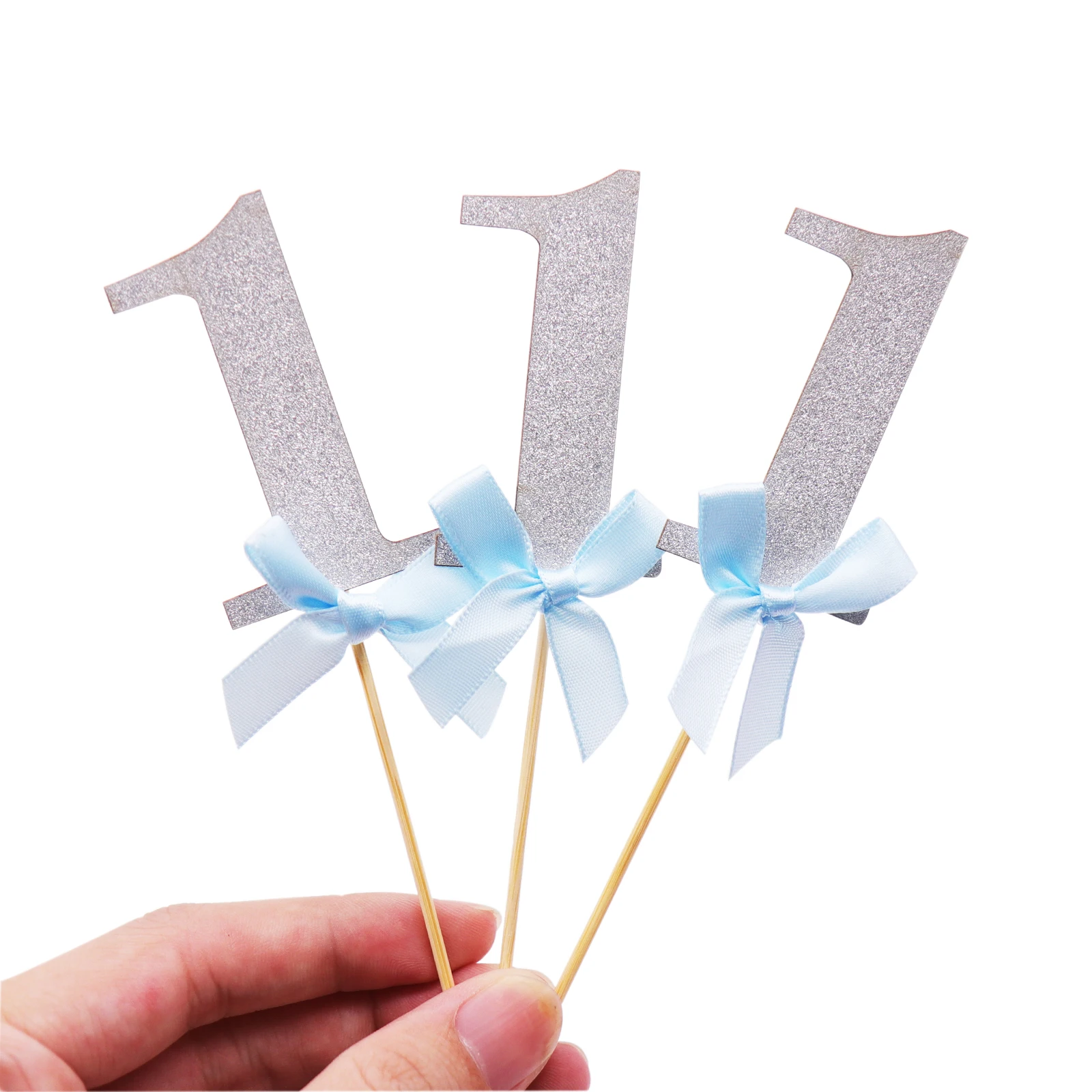 

10pcs/set Glitter Gold Silver Number 1 Cupcake Cake Topper Picks For DIY Baby Shower Birthday Wedding Party Baking Decor