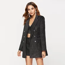 Новое поступление черное пальто для женщин Зима Весна Мода Turn-Down Воротник v-образный вырез с длинным рукавом куртка с Feminino SP-72