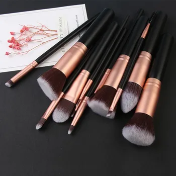 

12Pcs Multi-functional Professional Wooden Handle Nylon Wool Makeup Brushes Set Powder Blush Eye Shadow Blending Makeup Tool Kit