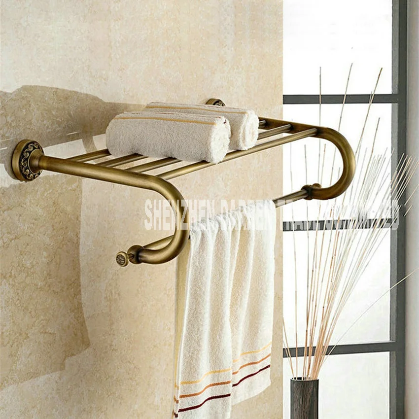 New Fashion European style Antique Brass Towel Rack Shelf Bathroom Accessories Luxury Bath Towel