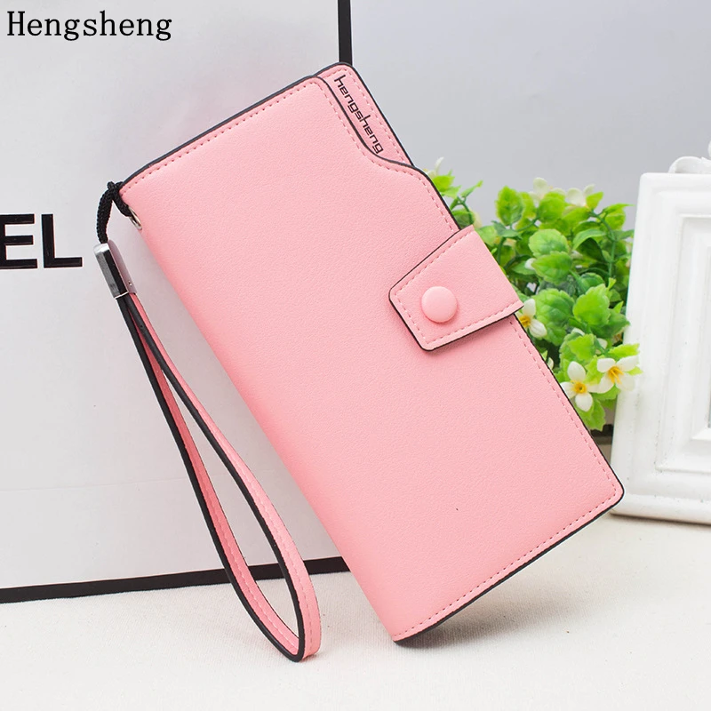 

Hengsheng New Button Women's Wallet Leisure Multi Purpose Ladies Casual Long Paragraph Zipper Buckle Handbag Female Photo Holder
