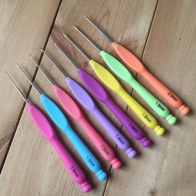 Набор крючков для вязания крючком из алюминия с мягкими ручками, 8 шт., набор спиц для вязания свитера, инструменты для вязания, швейные иглы