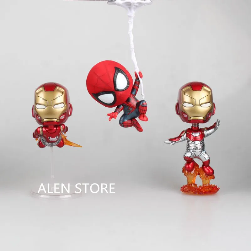 

ALEN Cute 4" Super Hero Ironman Iron Man Flying Ver. Bobble Head Shaking Head Toy Model Car Decoration PVC Figure Doll