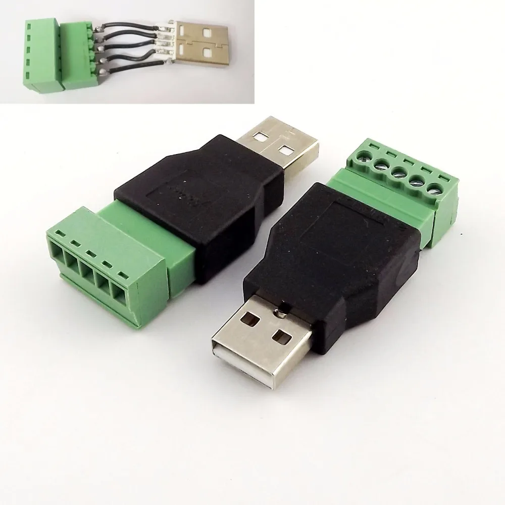 10 штук в наборе USB 2,0 Тип «Папа-папа» 5-контактный разъем винт с щит терминала разъем адаптера