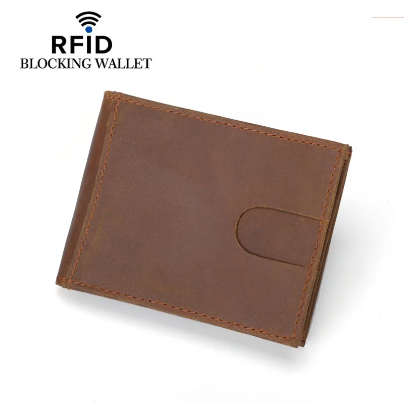 Мужской тонкий мини кошелек из натуральной кожи с RFID защитой|Держатели для карт и
