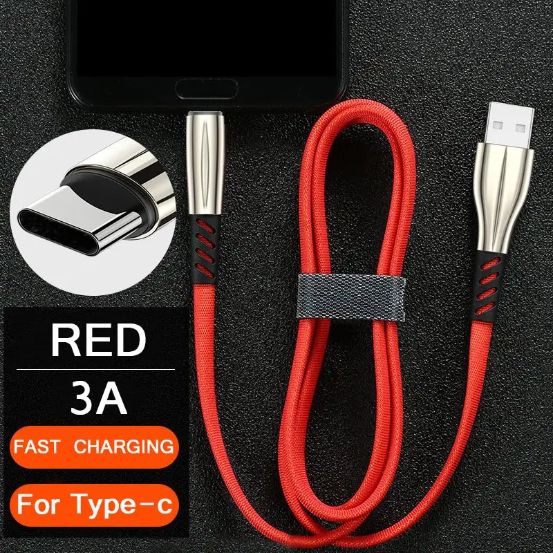 3.0A mi cro usb type c кабель для samsung Galaxy S10 S9 S8 Plus Xiaomi mi 9 кабель для быстрой зарядки для Red mi Note 7 type c кабель для передачи данных - Цвет: Red