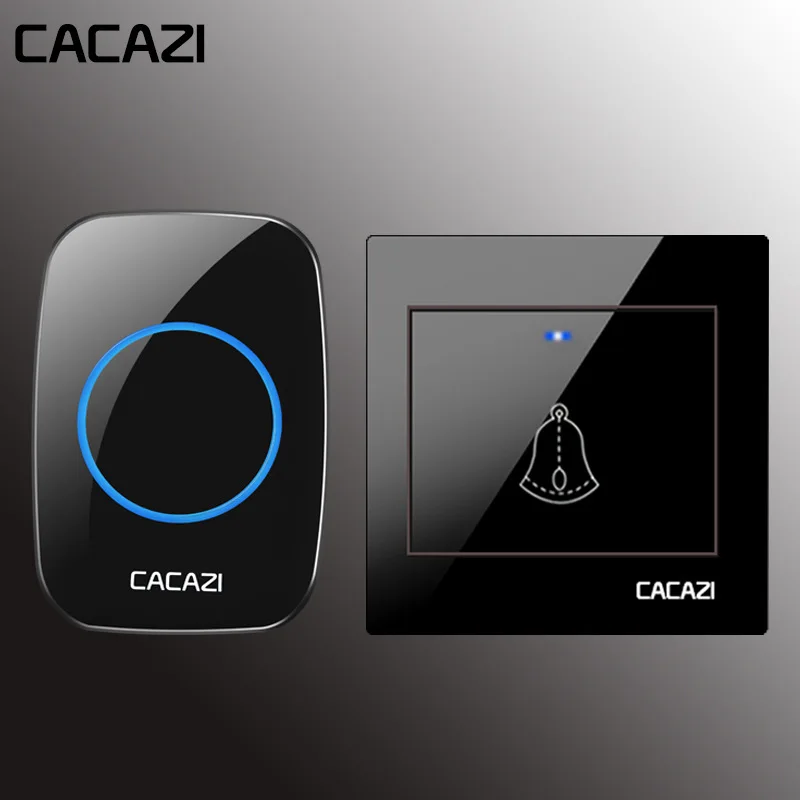 

CACAZI Wireless Doorbell Waterproof 300M Remote 1 Battery Button 1 2 Receiver Home calling door bell led light 36 chime