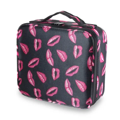 Косметичка, тканевая профессиональная косметичка, косметичка для ногтей, сумка-Органайзер для путешествий, чехлы для макияжа, большая емкость, косметика, чемоданы - Цвет: Red lips MiniStyle B