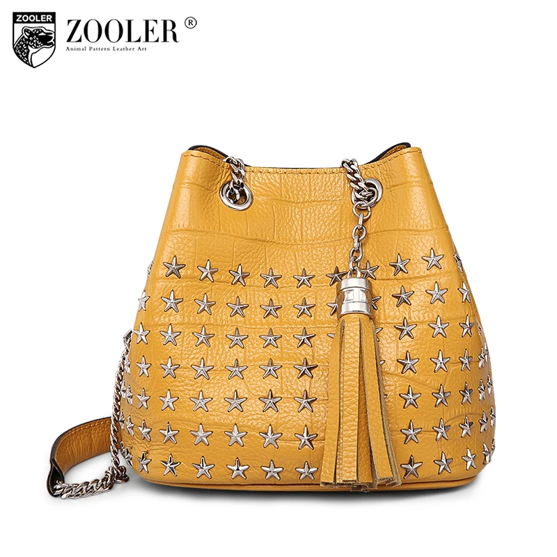 

losing money woman bag!2018 new ZOOLER genuine leather bag quality metal stars designed shoulder bags bolsa feminina#B102