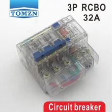 Прозрачный DZ47LE 3 P 32A 400 V~ 50 Гц/60 Гц остаточный ток выключателя с по току и защита от протечек RCBO
