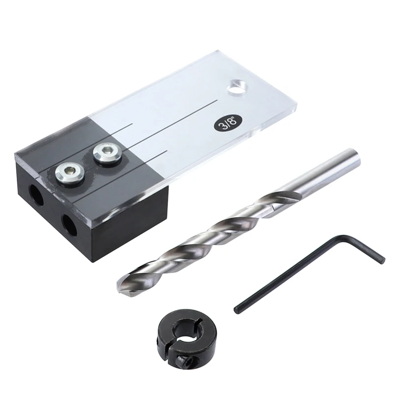 

Dowel Jig Acrylic Hardened Steel Pocket Hole Jig 1/2 3/8 1/4 Inch Vertical Drill Guide Hole Locator for Woodworking Tools