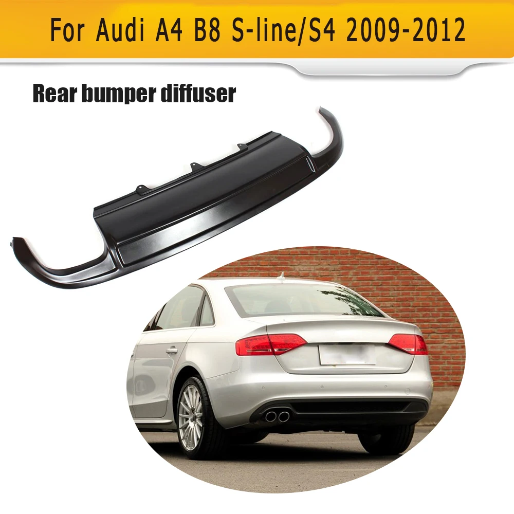 FRP Black Rear Bumper diffuser Lip For Audi A4 B8 Sline S4 Sedan Only 09-12