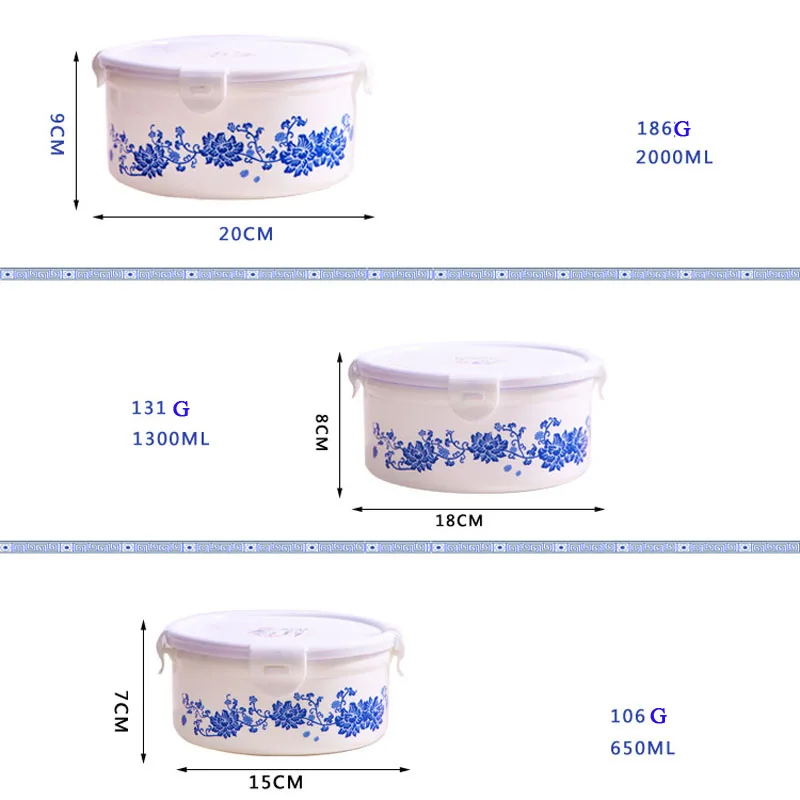 Контейнер для еды в китайском стиле с цветочным принтом, контейнер для хранения фруктов и овощей, пластиковая коробка для хранения