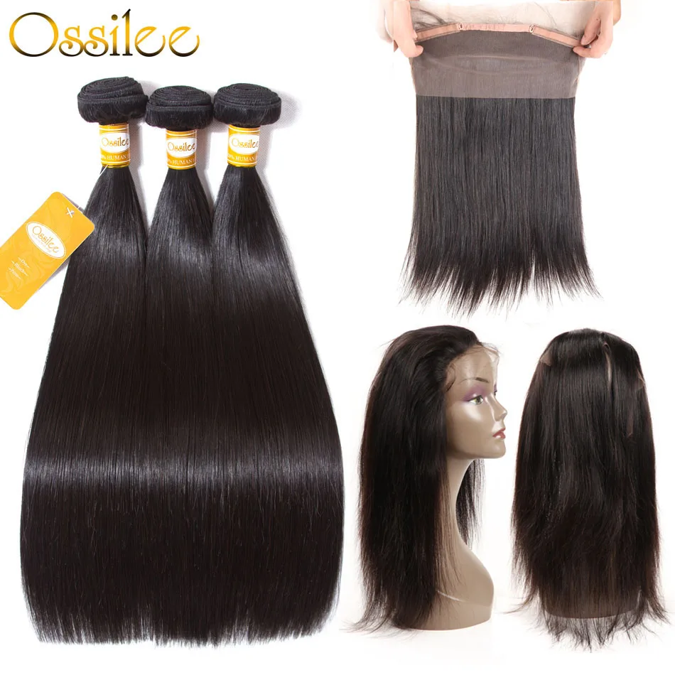 Ossilee 360 Lace Frontal with Bundle Straight Hair Bundles with Frontal
