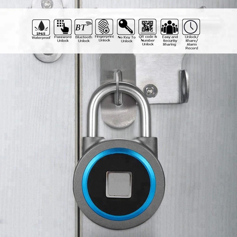 card reader keypad Smart Fingerprint Bluetooth Padlock Multi-function Waterproof Doorlock Mobile App Control GPS Track Keyless Padlock Cabinet Lock smart deadbolt