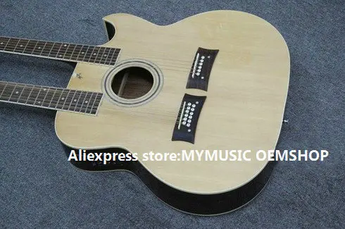 

Custom Shop Natural 6/12 strings double neck Acoustic Guitar High Quality Wholesale guitars