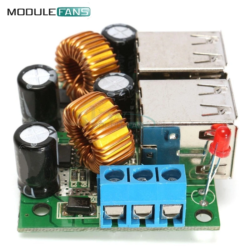 

4-USB Port A5268 Step Down Power Supply Converter Board Module DC 12V 24V 40V to 5V 5A For MP3/MP4 Phone Car Equipment