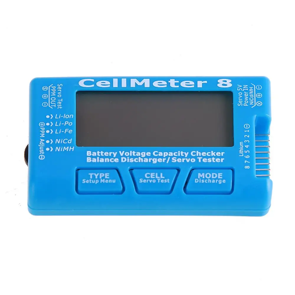 

High Quality RC CellMeter-8 1-8S Battery Voltage Capacity Checker LiPo Li-lon NiMH CellMeter 8 Battery Tester Analyzer