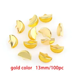Gold Metal Half Round Cove Clasps and Cord End Caps (Gold 100pcs)