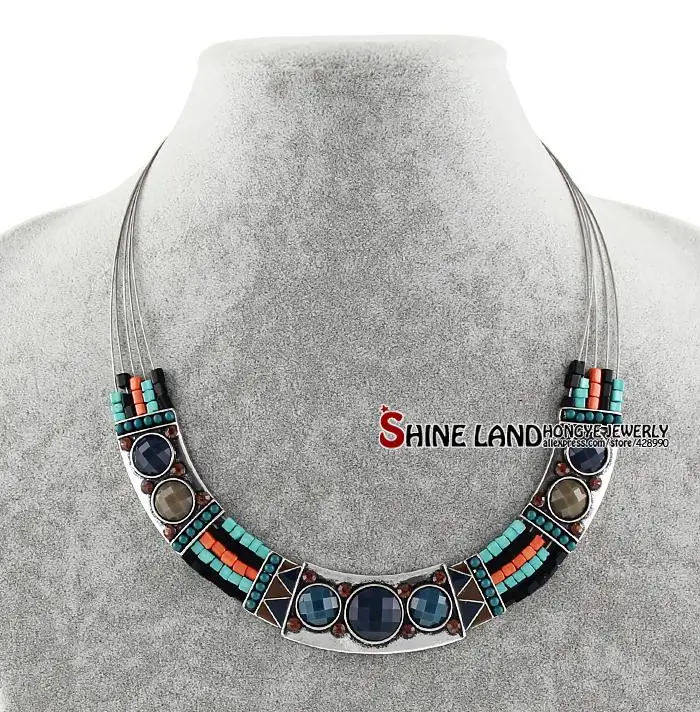 Shineland высококлассные женские вечерние платья в этническом богемном стиле, эмалированные бусины, массивные цепочки, массивные ожерелья, ювелирные изделия