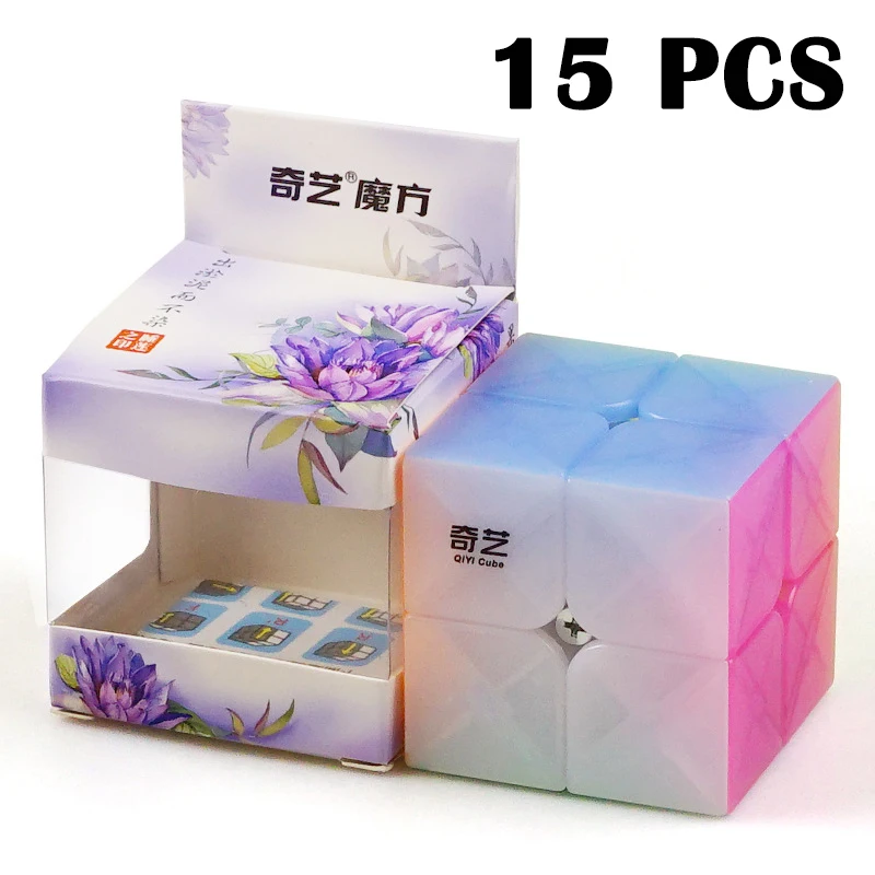 

15PCS QiYi QiDiS Magic cube MiNi Cubo magico Smooth Jelly color Non sticker Puzzle cube Professional Neo Cube Toys For Children