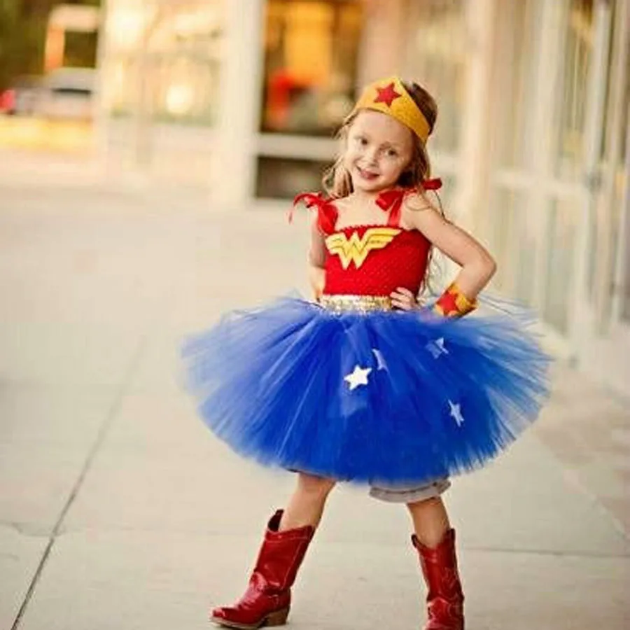 Girls Tutu Dress Super Hero Inspired Baby clothes Kid Wonder Girl