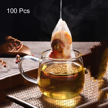 

100Pcs Disposable Tea Filter Bags Empty Drawstring Seal Filter Teabags For Loose Leaf Herb Tea Bag Bolsas De Papel 8X10 cm