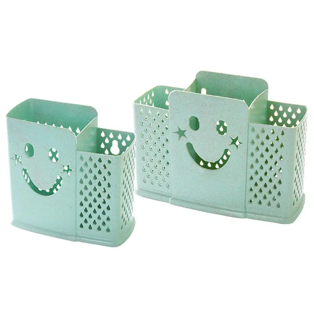 

None Multifunction Smiling Face Drain Chopsticks Cage Storage Rack for Cutlery Organize