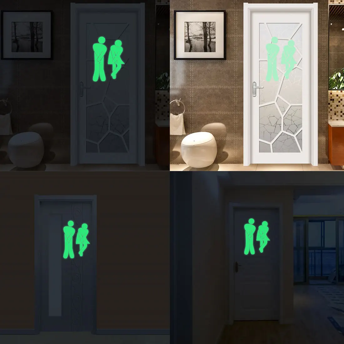 Waterproof Luminous Toilet Sticker Glow In The Dark Bathroom Door Sign Sticker WC Wall DIY Indicator Label Waterproof Luminous Toilet Sticker Glow In The Dark Bathroom Door Sign Sticker WC Wall DIY Indicator Label