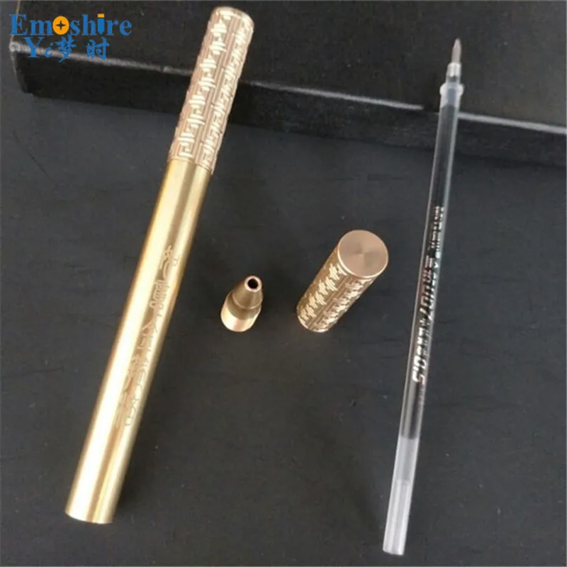 Emoshire Gold cuff stick pen pen handmade brass pen high - end gift metal signature pen original design (11)