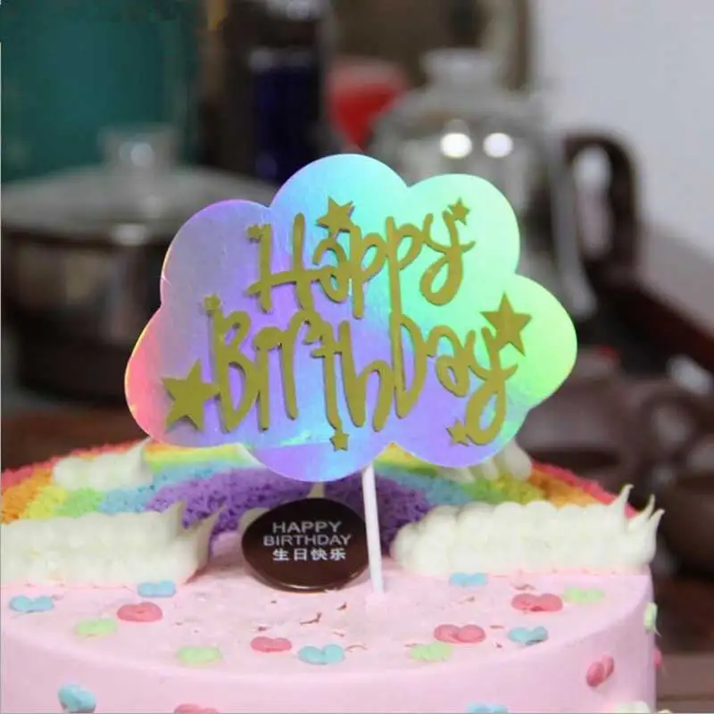 

Happy Birthday Cake Topper for a Cake Gold Cake Flag for Family Birthday Party Baking Decoration Supplies
