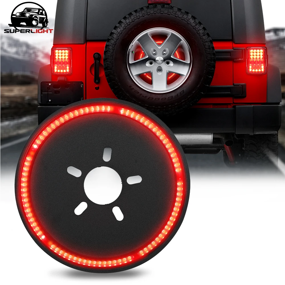 Dritte Bremslicht für Jeep Wrangler JK YSSMAO Schwarzer Ersatzreifen-Rad-Zubehör-Bremslicht-LED-Ring 3 