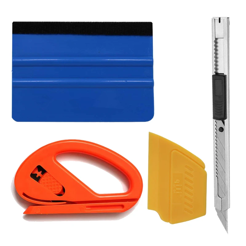 

4 in 1 Auto Car Window Vinyl Film Wrap Installation Application Tools Kit Felt Squeegee Safety Snitty Cutter art knife