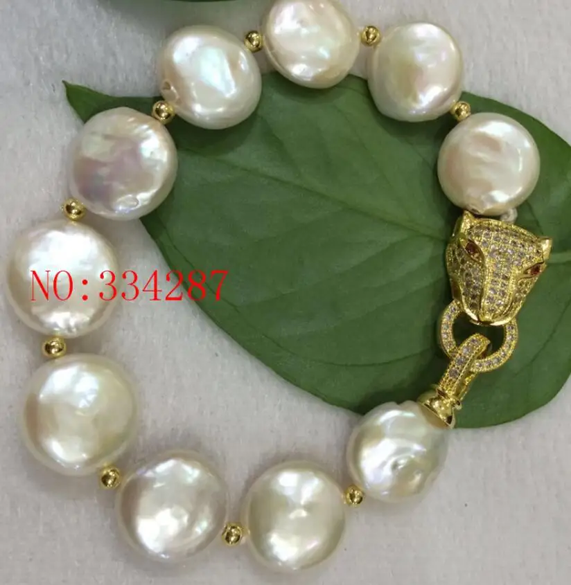 Новинка 12-13 мм Nueva natural de agua dulce perla pulsera giro hebilla botones perlas en forma leopardo | Украшения и