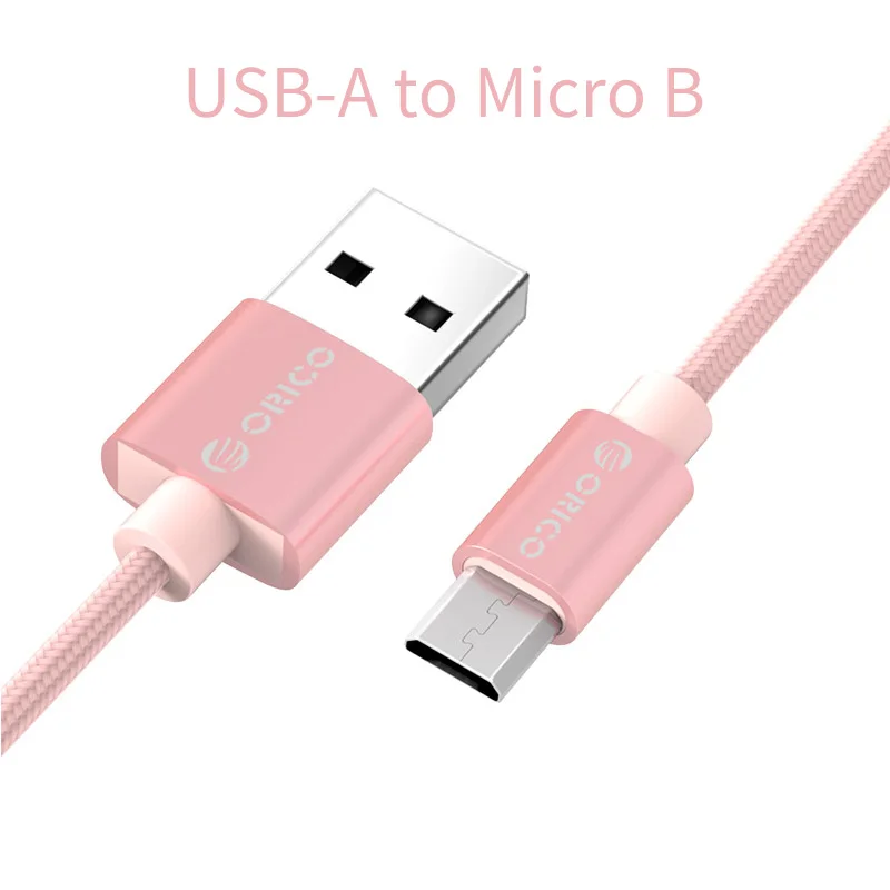 ORICO, USB кабель, нейлон, USB-A, микро USB кабель для Xiaomi, huawei, SamSung, Meizu, Letv, USB кабель для синхронизации и зарядки, 1 метр - Цвет: Micro B Pink MTF