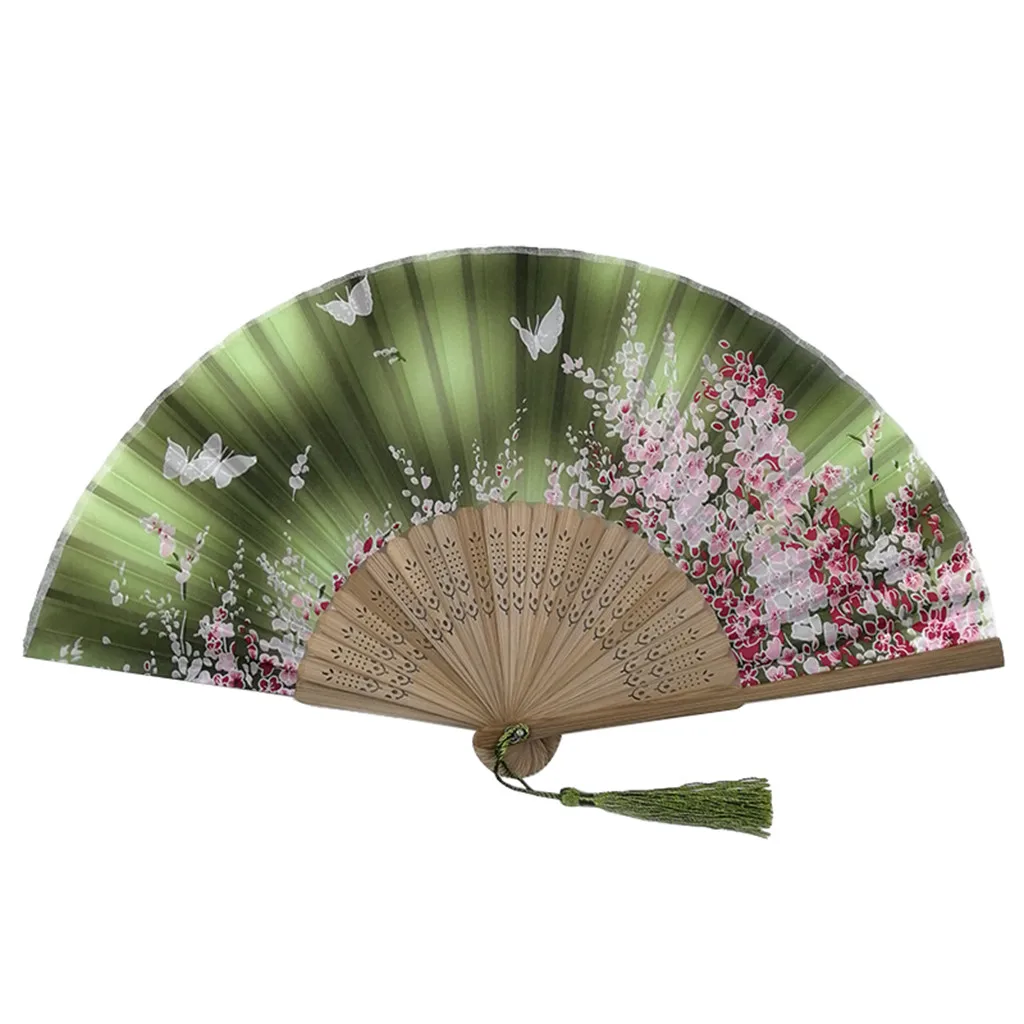 Летний винтажный бамбуковый складной Ручной Веер в виде цветка китайский танцевальный вечерний Карманный подарок свадебный красочный ручной вентилятор@ 3