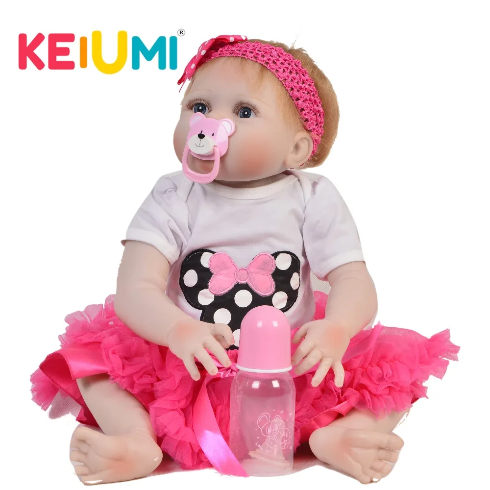 

KEIUMI 23 Inch 57 cm Real Reborn Baby Dolls Lifelike Kid Toy Girl With Full Silicone Body Baby Dolls Reborn For Christmas Gift