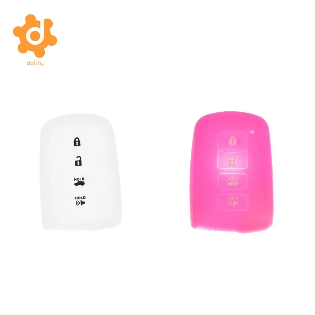 2x Silicone Car Key Shell Fob Case Cover for Toyota Avalon RAV-4 Rose+Clear