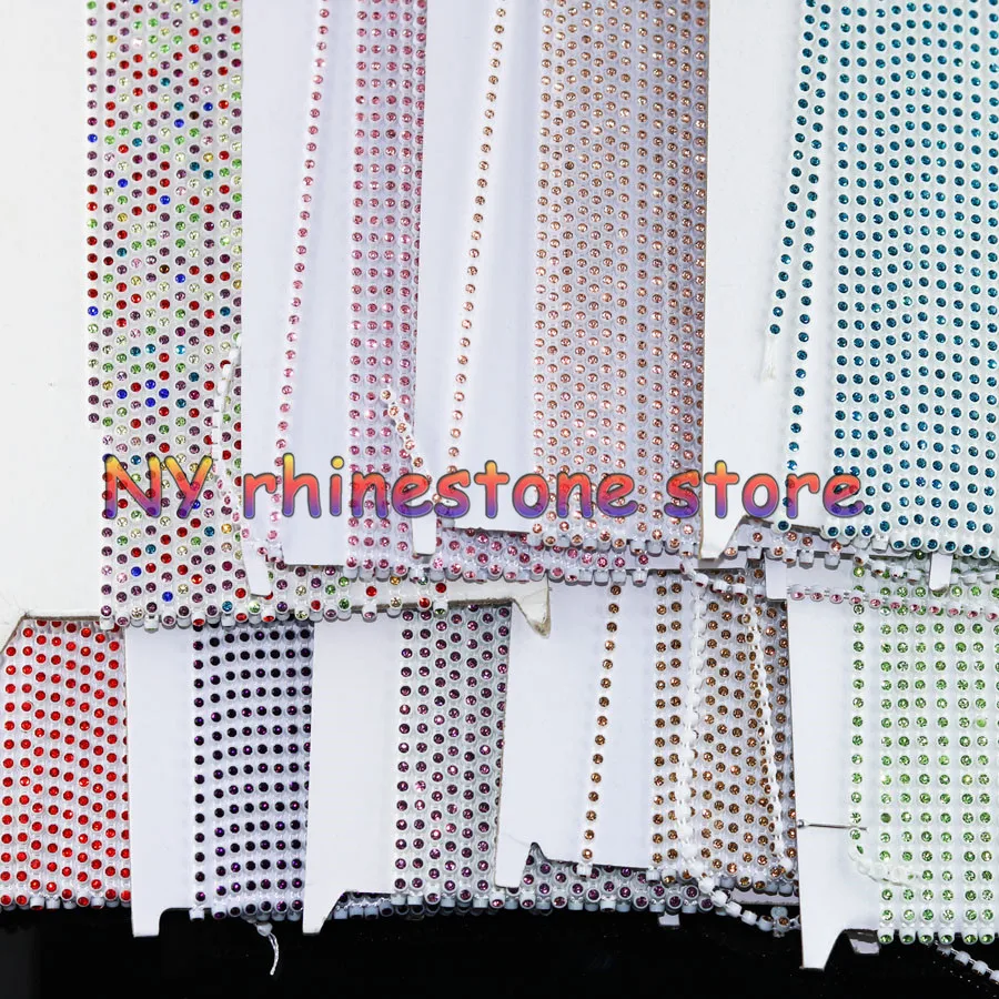 

1Yard,SS6,2mm,Colorized Rhinestone Glass Crystal Rhinestones,Banding Trim,White Trim Plastic Chain,bottom Wedding Dresses