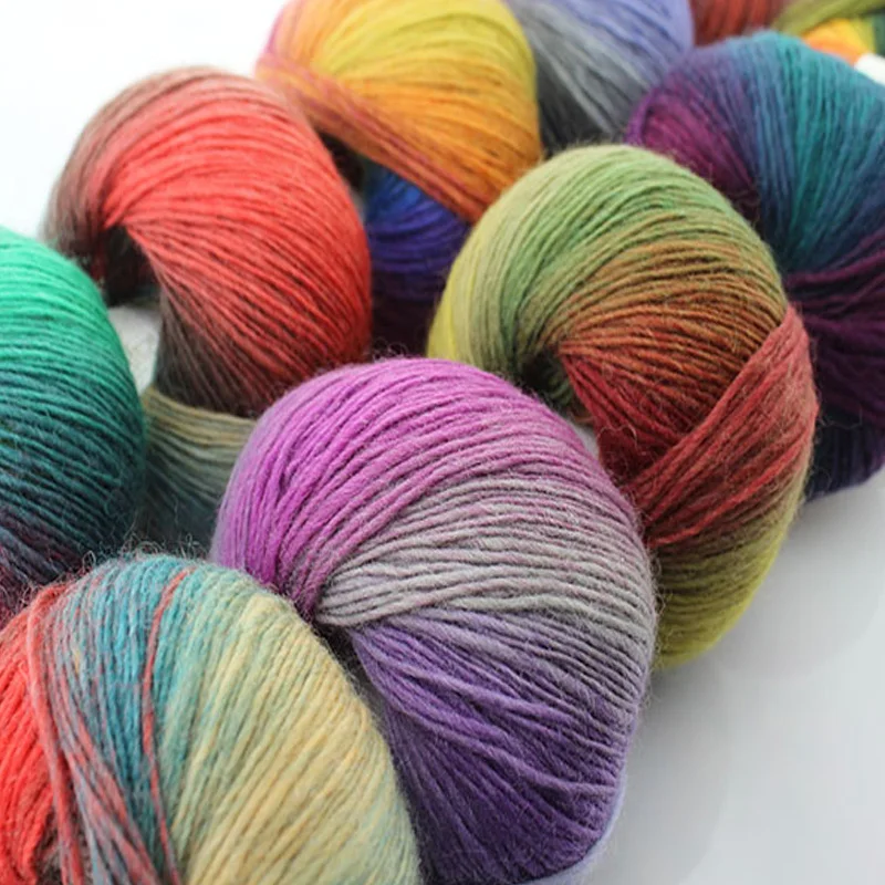 2016 New 5balls/lot rainbow color hand knitting wool yarn section space