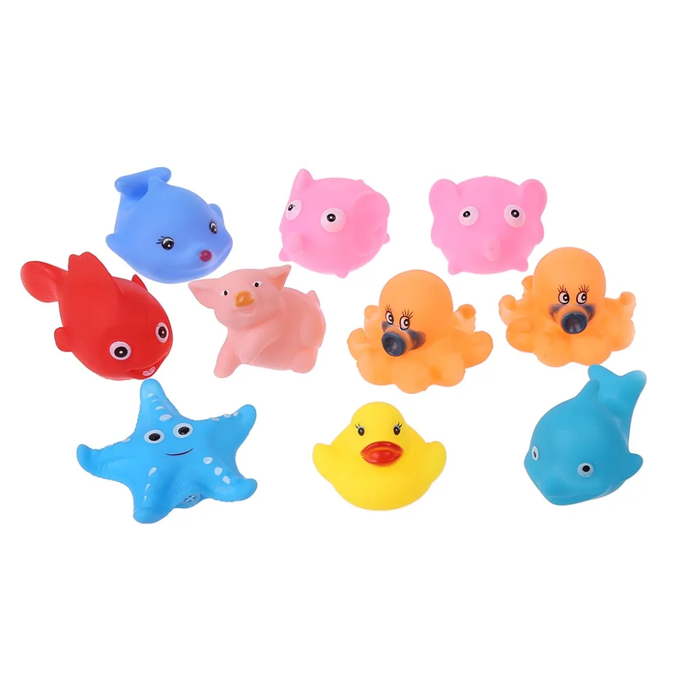 

10PCS/Lot Soft Rubber Float Sqeeze Sound Baby Wash Bath Play Animals Cute Toys