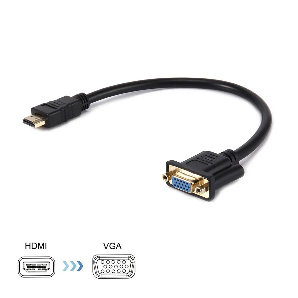 

30cm HDMI to VGA Female Video Adapter Converter Cable 15 Pin Cord Wire Line for HDTV Projector PC TV ND998