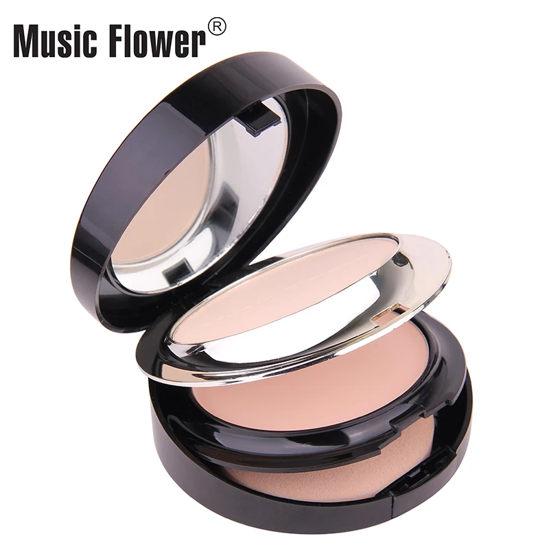 

Music Flower 2 Layers Powder With Sponge Cinema Two Ways Compact Powder Long Lasting Oil control Women Makeup Foundation