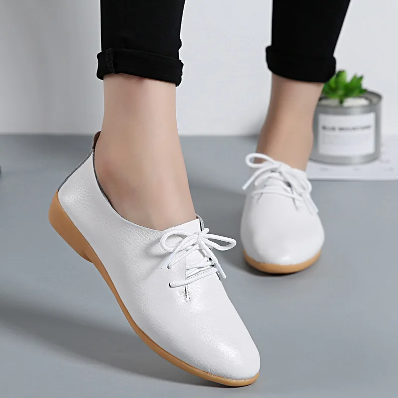 

OLOMLB Genuine Leather Summer Loafers Women Casual Shoes Moccasins Soft Pointed Toe Ladies Footwear Women Flats Shoes