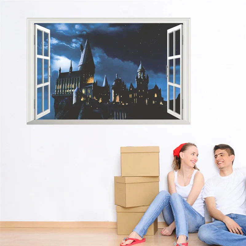 3d оконная Настенная Наклейка с изображением замка наклейка Гарри Поттера ПВХ