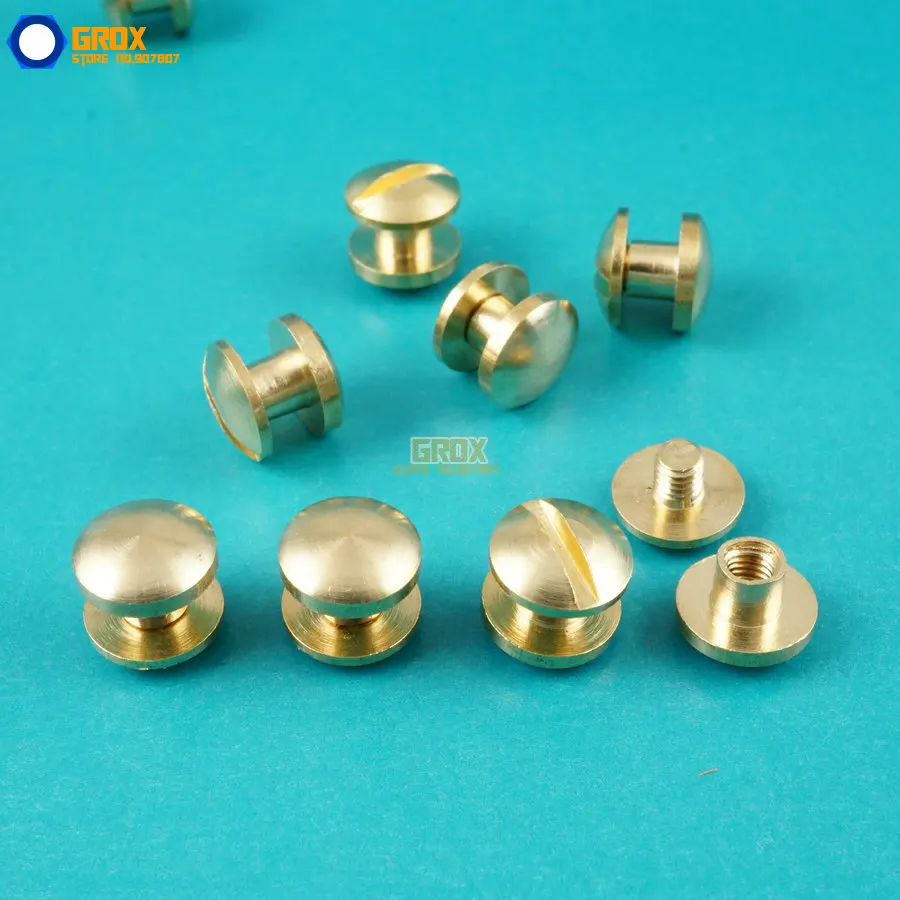 50 Set 8*3mm Solid Brass Rivet Chicago Screw for Leather Craft Belt