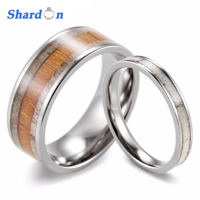shardon 2017 new couples wild antler wedding band set koa wood wild antler titanium rings - Antler Wedding Rings shardon 2017 new couples wild antler wedding band set koa wood wild antler titanium rings - Antler Wedding Rings