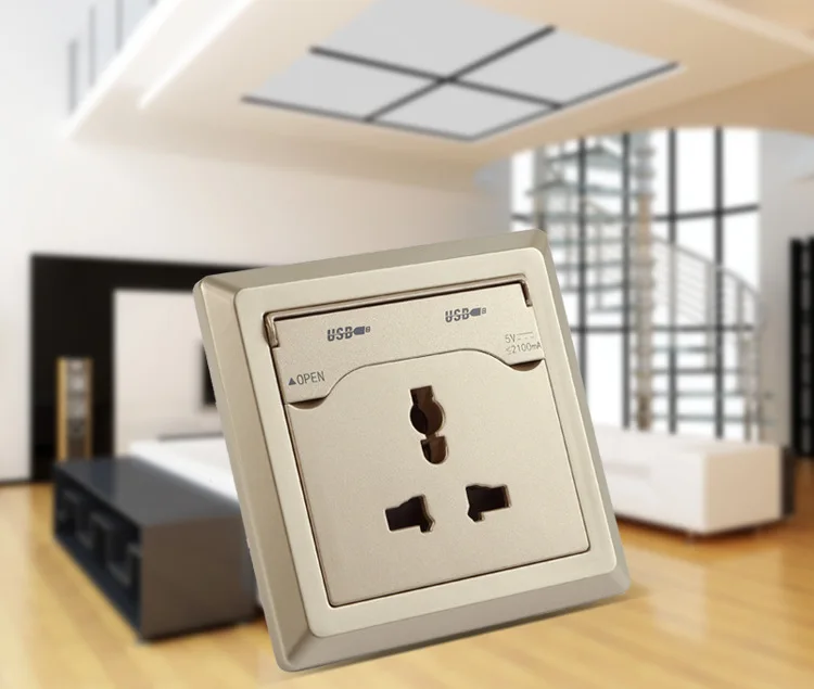

USB Charging Power Universal Socket With Double USB Charger,2.4A Dual USB Charger Wall Socket